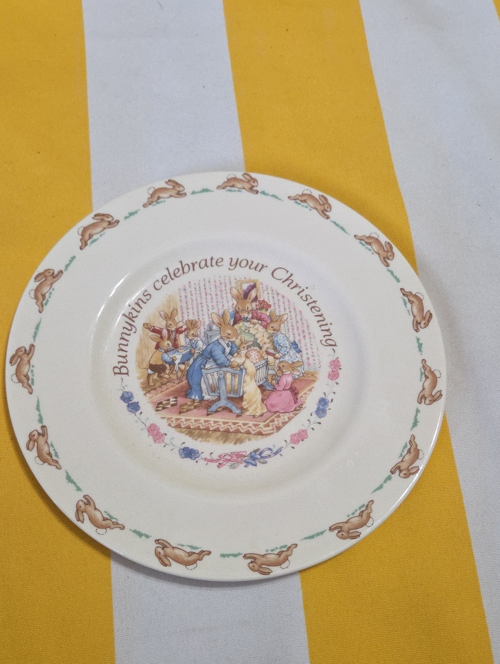 Royal Doulton Bunnykins 1993 Christening Plate Fine Bone China Vintage